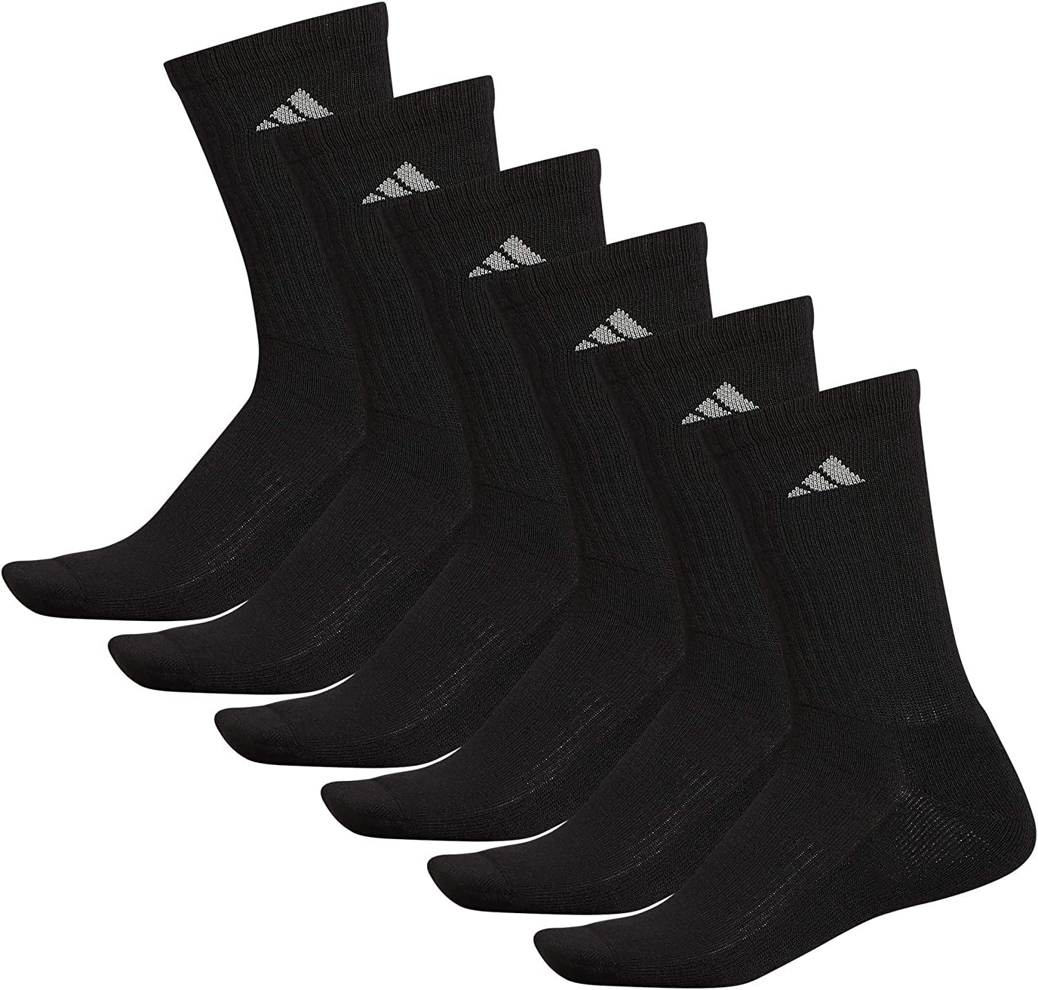Men'S Athletic Cushioned Crew Socks (6-Pair), Black/Aluminum 2, Large