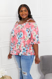 Sew In Love Full Size Fresh Take  Floral Cold Shoulder Top