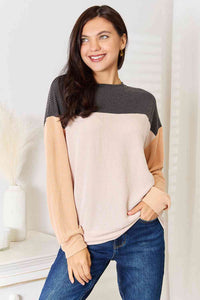 Double Take Color Block Dropped Shoulder Shirt