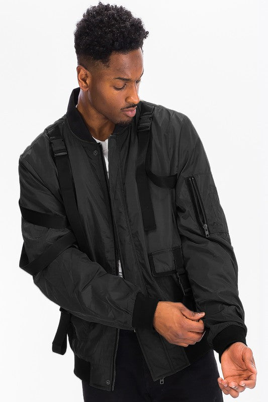 Men's Utility Strap Jacket - Black
