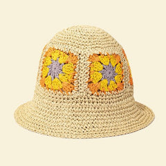 Packable crochet granny square bucket hat