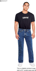 Cotton Levi's jeans in blue. Five-pocket styling. Zip-fly. Belt loops at waistband. 