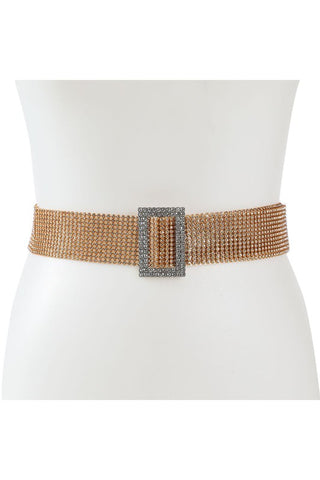 Rectangle Point Buckle Pave Pin Rhinestone Belt