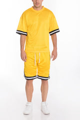 Mesh Sleeve Tape Athletic T-shirt for Men