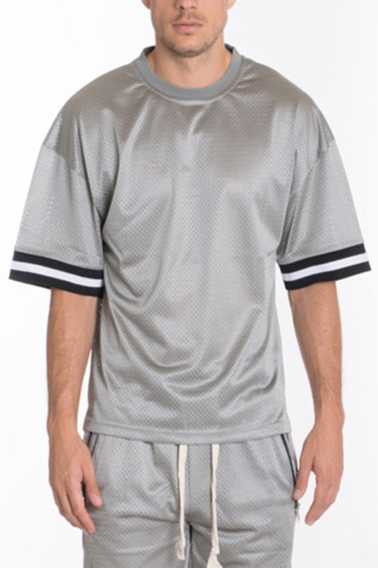 Mesh Sleeve Tape Athletic T-shirt for Men