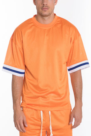 Mesh Sleeve Tape Athletic T-shirt for Men