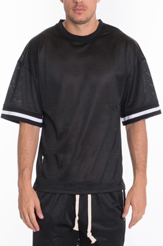 Mesh Sleeve Tape Athletic T-shirt for Men