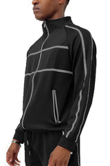 Tape Stripe Track Jacket in Black