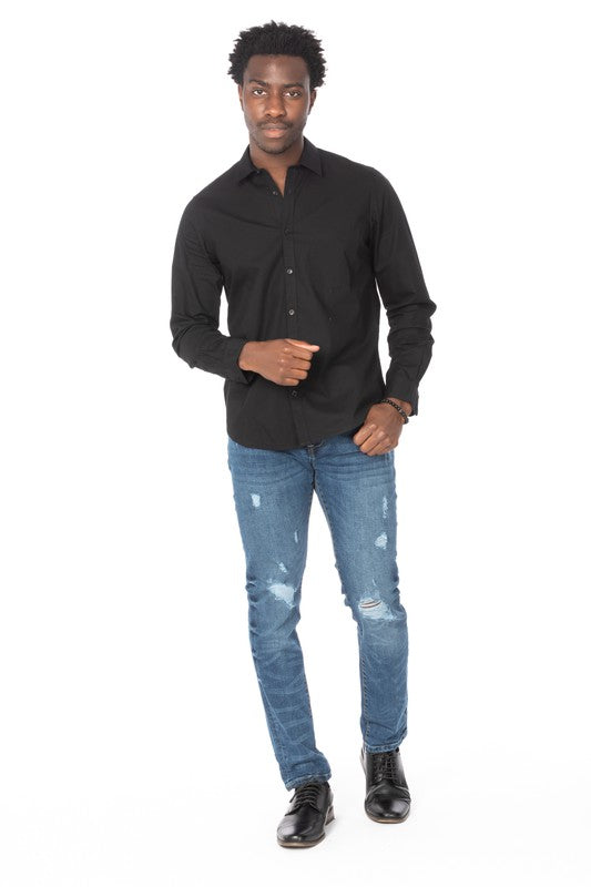 Distressed Rip Slim Taper Denim Jeans For Men