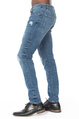 Distressed Rip Slim Taper Denim Jeans For Men
