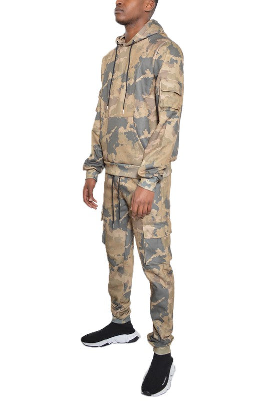 Full Camo Design Hooded Sweat Set 