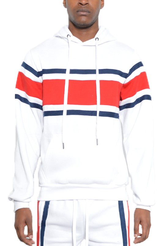 Solid With Three Stripe Pullover Hoodie for Men 