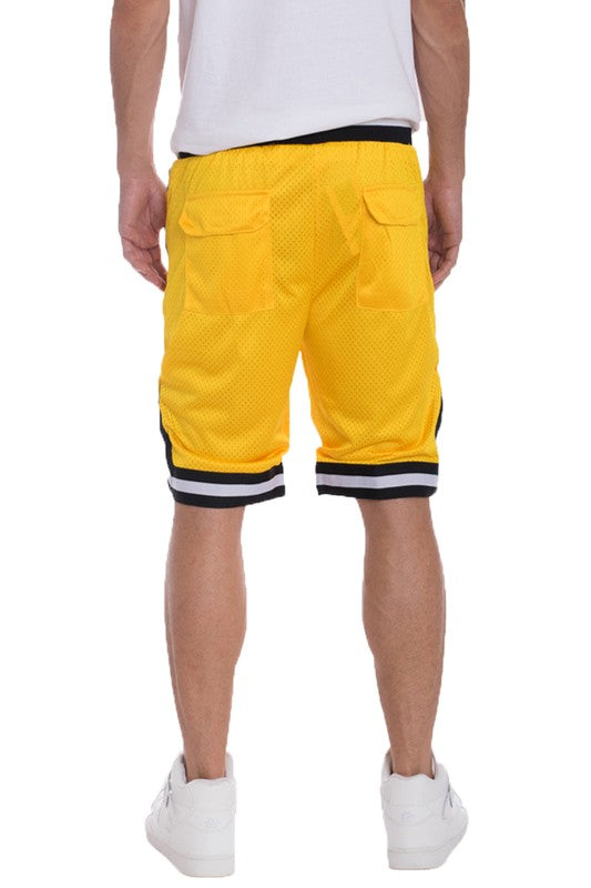 Striped Band Solid Basketball Shorts