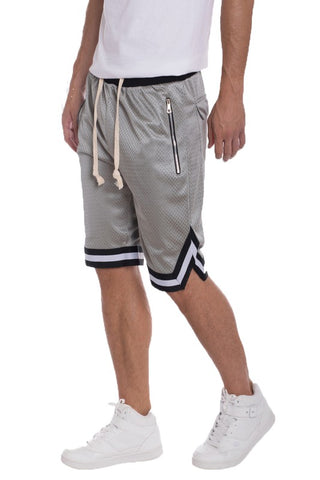Striped Band Solid Basketball Shorts - Black