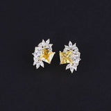 Yellow Crystal Floral Earring