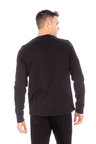 Henley Long Sleeve for Men in Black