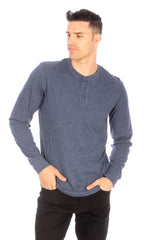 Henley Long Sleeve for Men - Blue