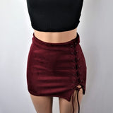 Invisible side seam zipper Lace up Mini Skirt