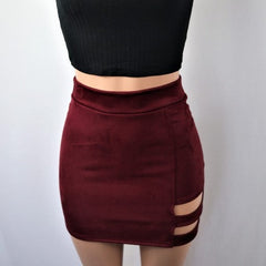 Cutout mini skirt High-waisted Burgundy 