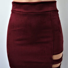 Cutout mini skirt High-waisted Burgundy 