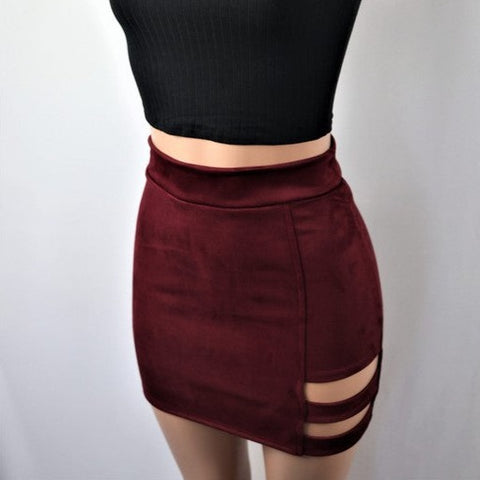 Cutout mini skirt High-waisted Burgundy 