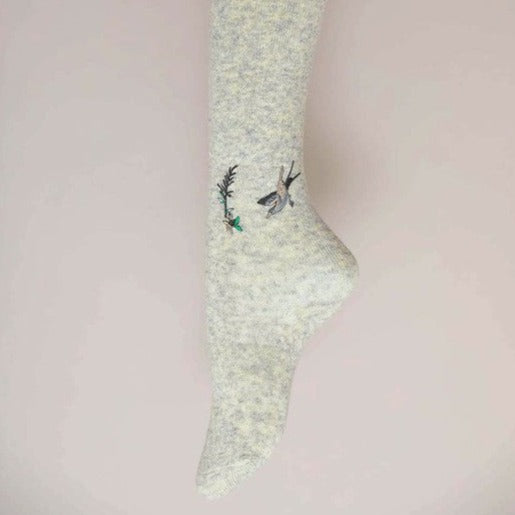 Hummingbird Wool Knee High Socks