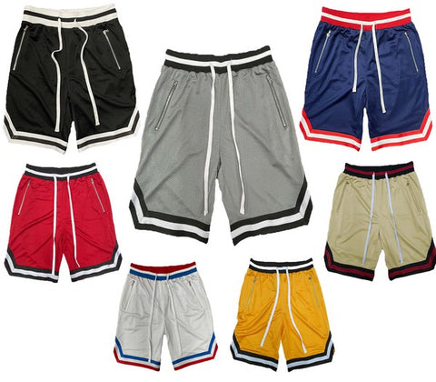 Striped Band Solid Basketball Shorts - Black