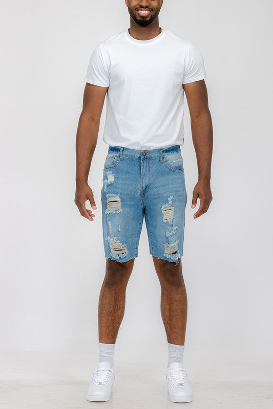 Weiv Mens Distressed Denim Shorts