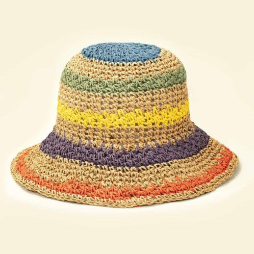 Packable crochet straw bucket hat