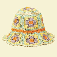 Packable crochet granny square bucket hat