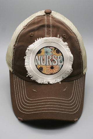 Nurse Sunflower Circle Patch Hat
