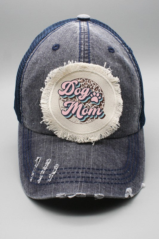 Dog Mom Leopard Circle Graphic Patch Hat