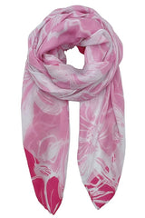Pastel Solid Floral Print Scarf