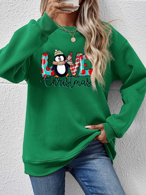 Live Christmas Drop Shoulder Round Neck Sweatshirt