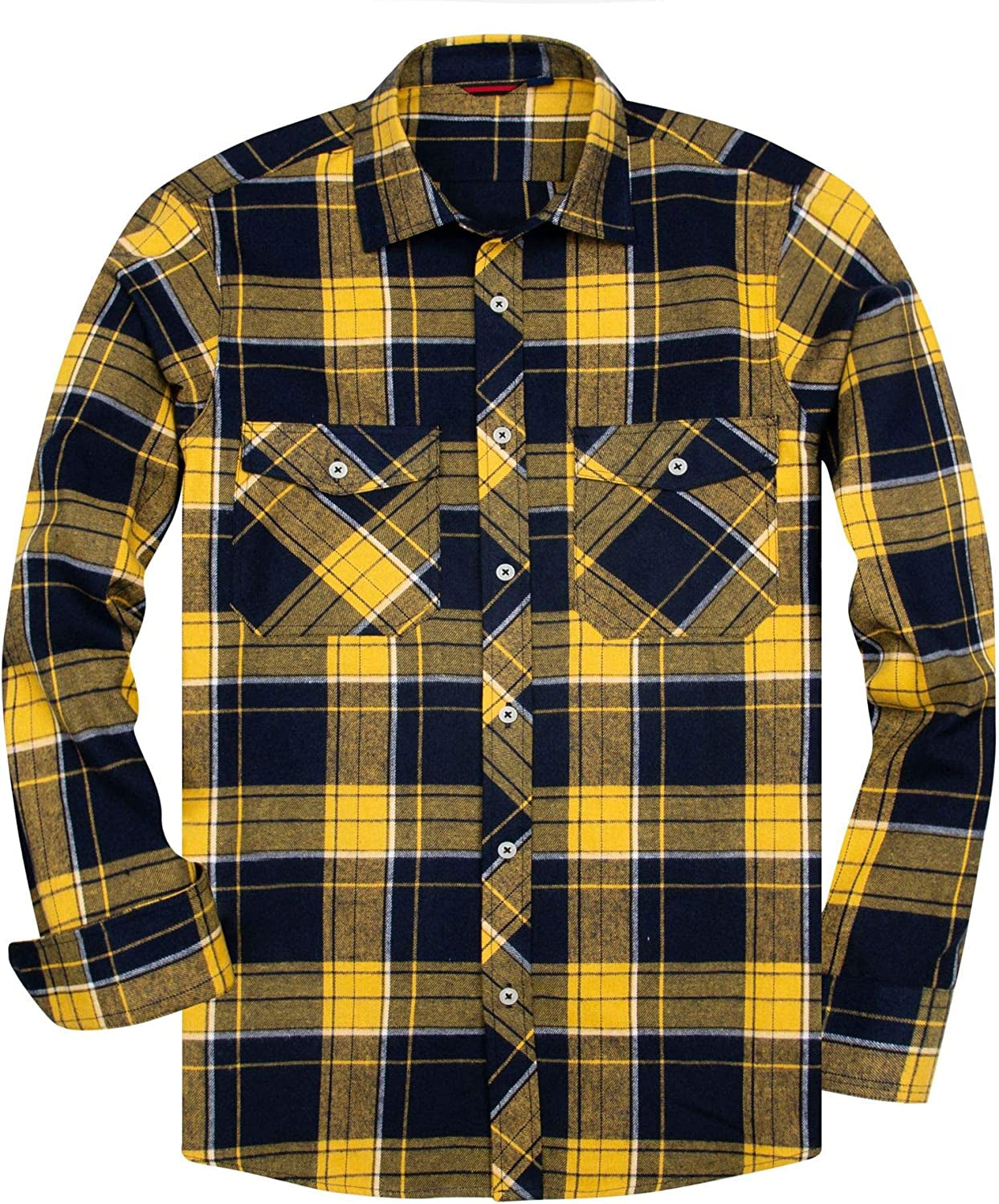 Men'S Button down Regular Fit Long Sleeve Plaid Flannel Casual Shirts