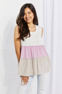White Birch Full Size Watching the Sunset Babydoll Top