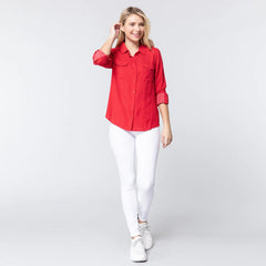 3/4 Roll Up Sleeve Dot Women's Print Shirt