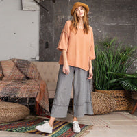 3/4 Sleeve Mineral Washed Terry Knit Boxy