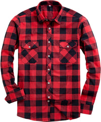 Men'S Button down Regular Fit Long Sleeve Plaid Flannel Casual Shirts