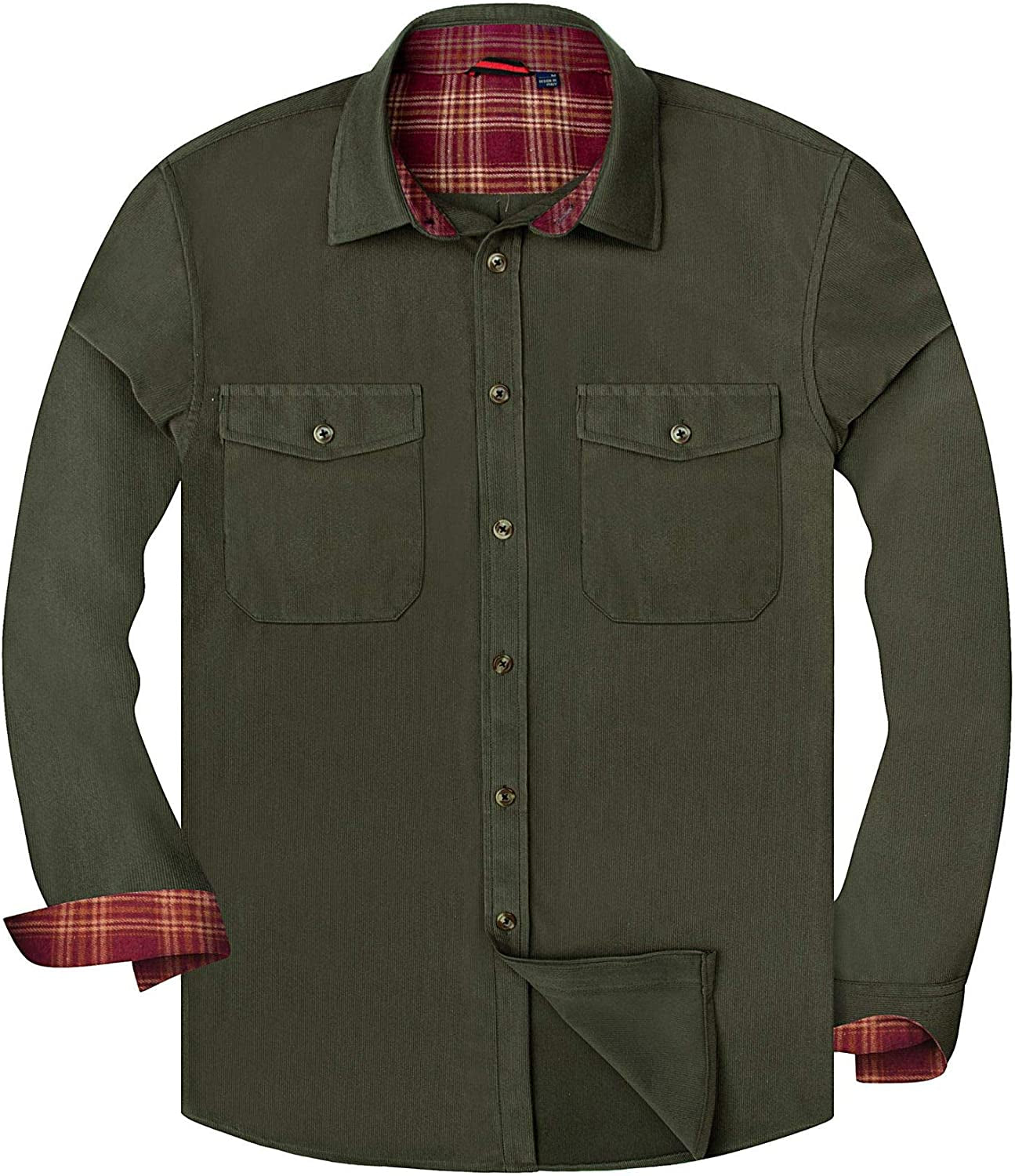 Men'S Button down Regular Fit Long Sleeve Plaid Flannel Casual Shirts