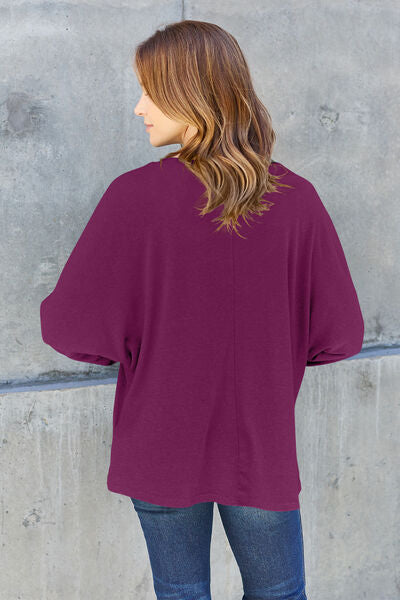 Double Take Full Size Round Neck Long Sleeve Shirt