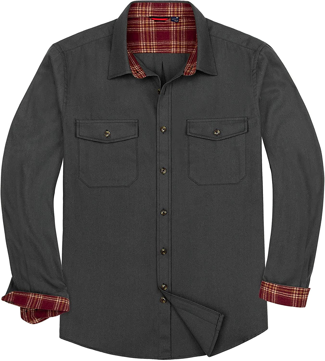 Men'S Button down Regular Fit Long Sleeve Plaid Flannel Casual Shirts