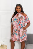 Sew In Love Full Size Fresh-Cut Flowers Cold Shoulder Dress