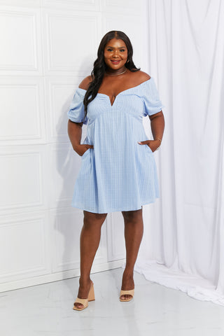HEYSON Full Size Ruched Notched Neck Lace-Up Dress with Pockets

