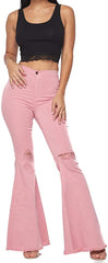 Faux pockets on the front with button and zip fly. Wide cuffs.