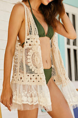 Spliced Mesh Sleeveless Cover Up 