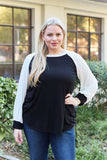 Celeste Design Full Size Color Contrast Long Sleeve Top