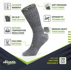 Merino Wool Hiking Socks Thermal Warm Crew Winter Boot Sock for Men & Women 3 Pairs