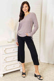 Double Take Drawstring Ribbed Long Sleeve Shirt