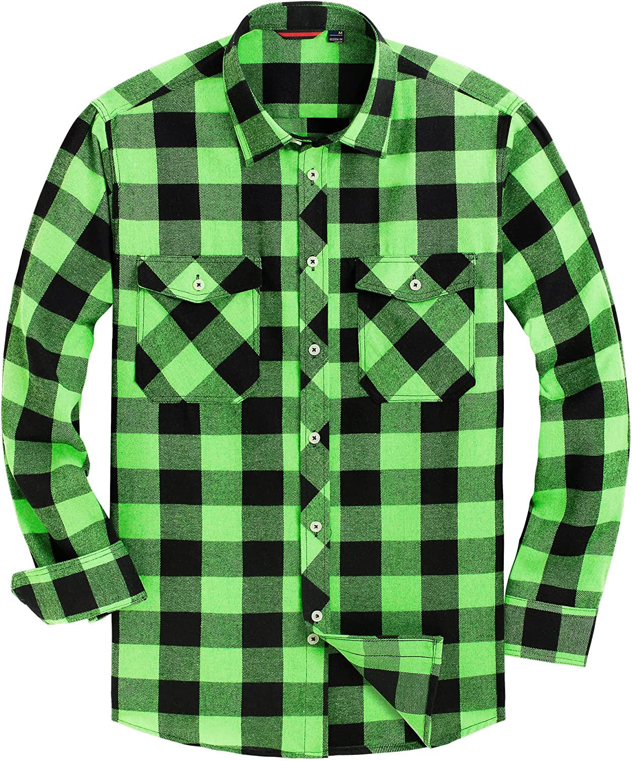 Men'S Button down Regular Fit Long Sleeve Plaid Flannel Casual Shirts